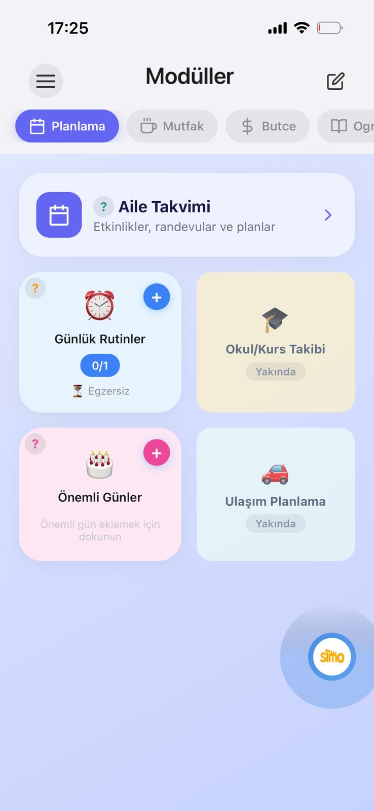 Aile Planları Artık Karışmıyor ekranı